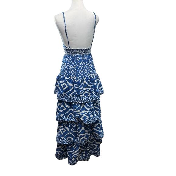Caroline Constas Tiered Long Maxi Dress Tribal Print Size XS V Neck Sleeveless - Picture 5 of 11